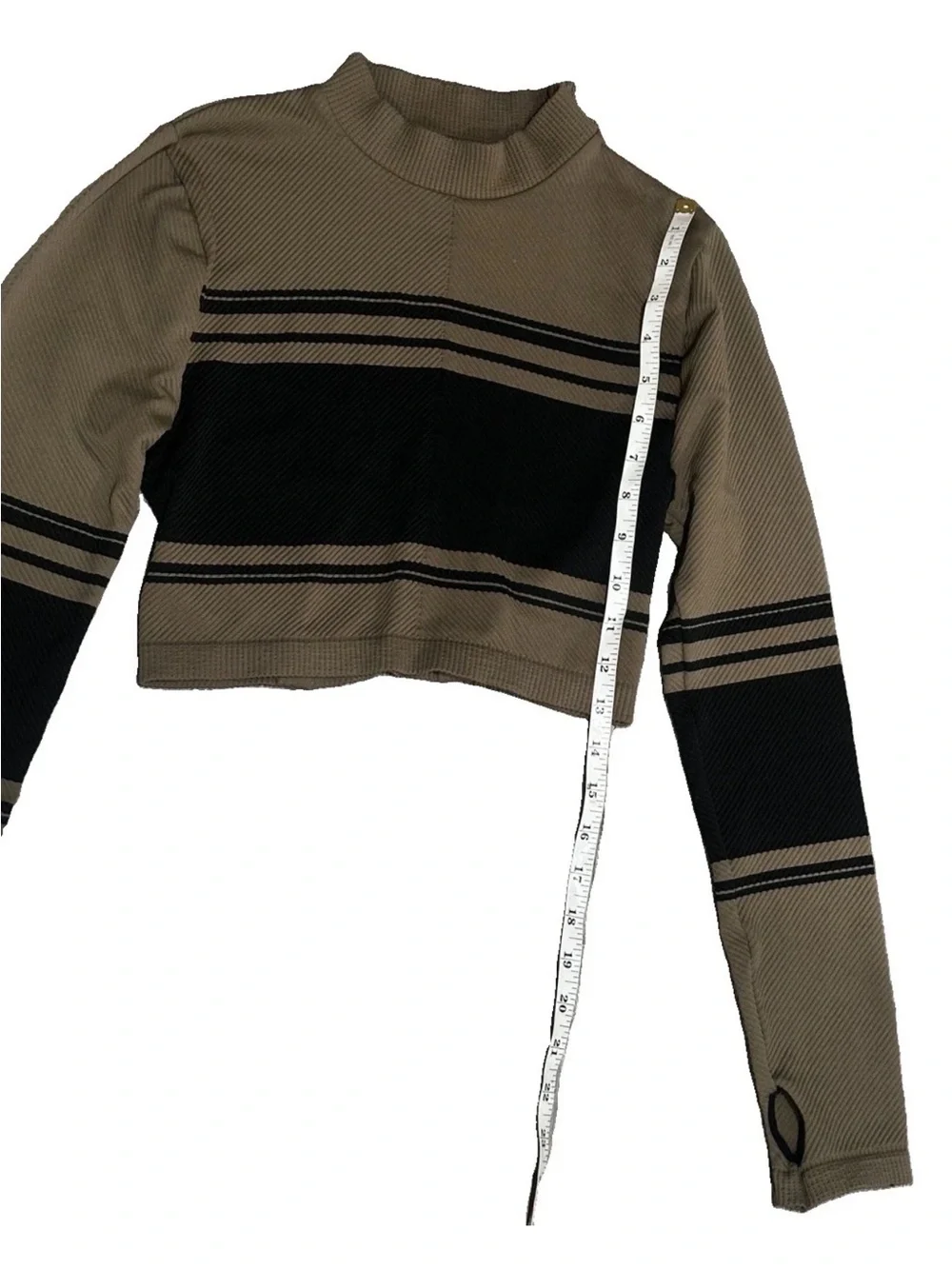 Free People Finish Line Long Sleeve Top M brown and Black